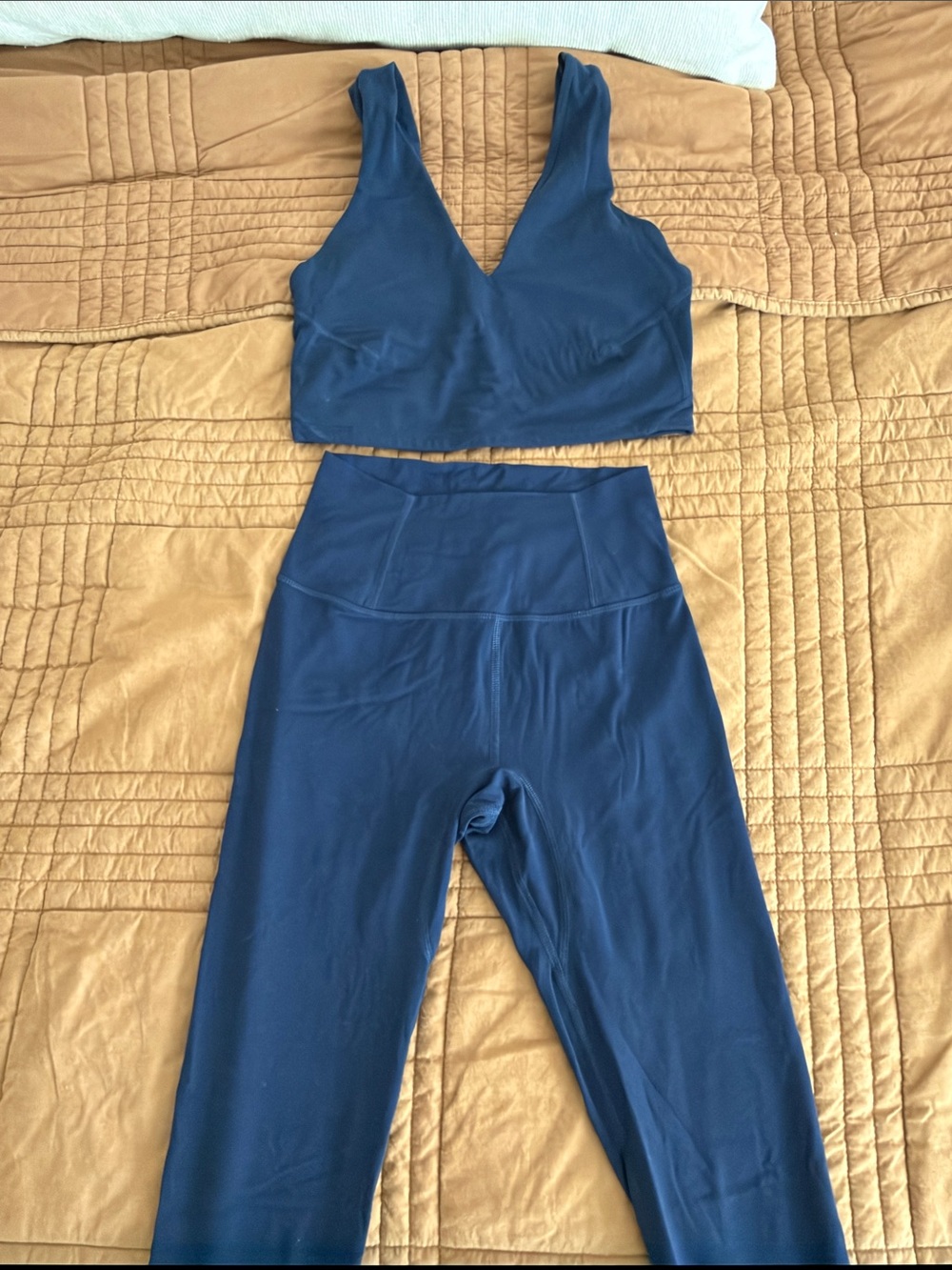 Women's FP Movement High-Waist Navy Leggings + V-Neck Crop Top Set - Size XS & S